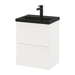 GoodHome Meuble sous vasque suspendu faible profondeur blanc mat l.50 x H.60 x P.36 cm, Imandra* Meuble Buanderie|Meuble Sous-Vasque