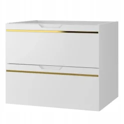 Furnidea Meuble sous vasque suspendu ESPERO blanc 60 cm - bande décorative dorée