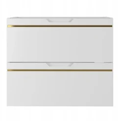Furnidea Meuble sous vasque suspendu ESPERO blanc 60 cm - bande décorative dorée