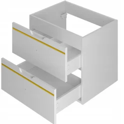 Furnidea Meuble sous vasque suspendu ESPERO blanc 60 cm - bande décorative dorée