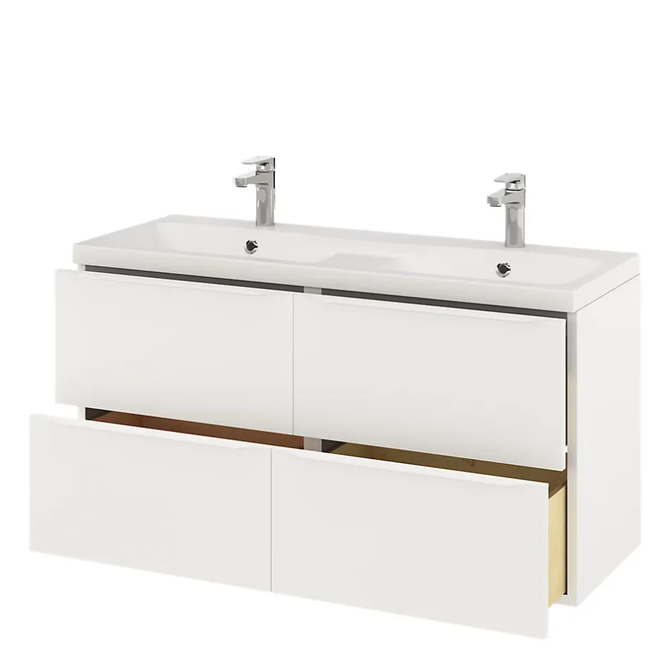 GoodHome Meuble sous vasque suspendu blanc mat l.120 x H.60 x P.45 cm, Imandra