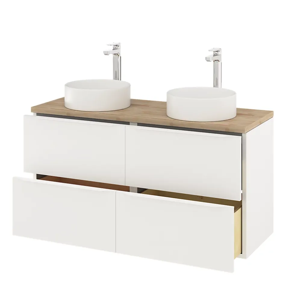 GoodHome Meuble sous vasque suspendu blanc mat l.120 x H.60 x P.45 cm, Imandra