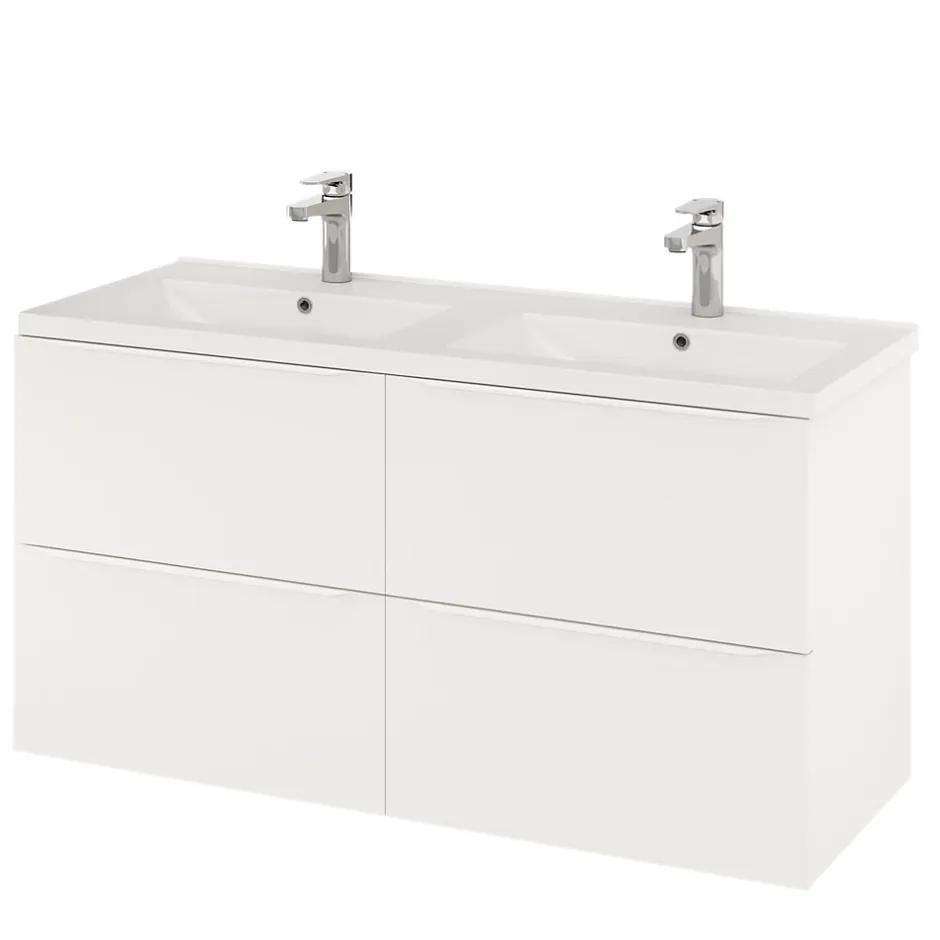 GoodHome Meuble sous vasque suspendu blanc mat l.120 x H.60 x P.45 cm, Imandra