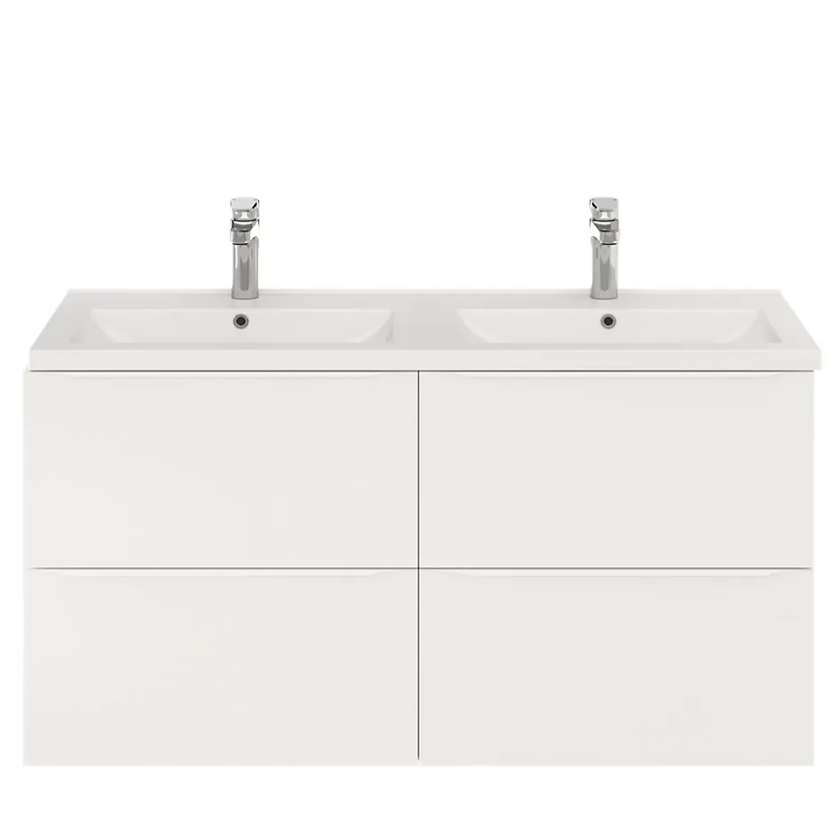GoodHome Meuble sous vasque suspendu blanc mat l.120 x H.60 x P.45 cm, Imandra