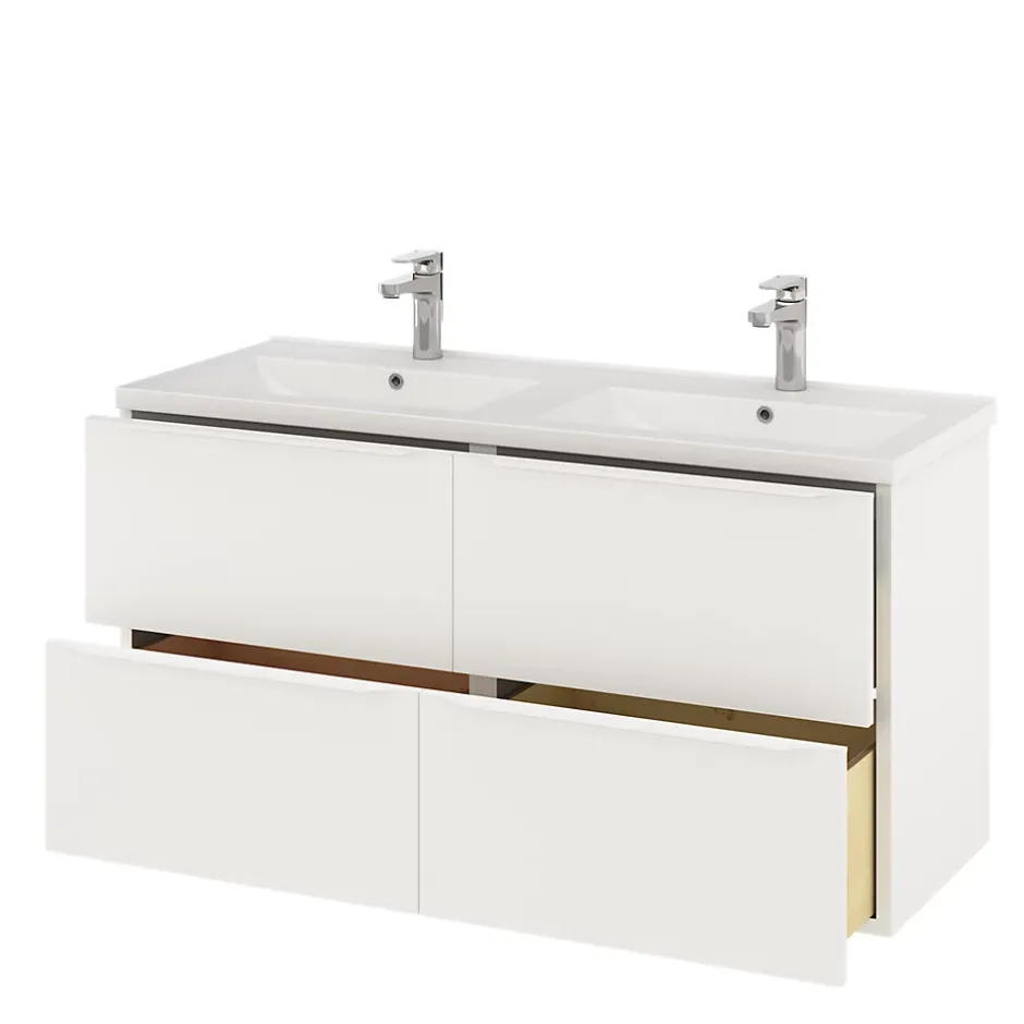 GoodHome Meuble sous vasque suspendu blanc mat l.120 x H.60 x P.45 cm, Imandra
