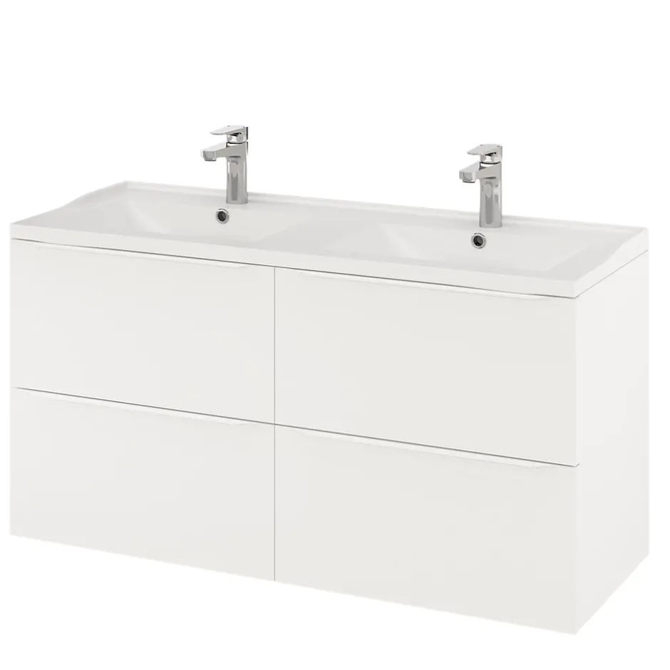 GoodHome Meuble sous vasque suspendu blanc mat l.120 x H.60 x P.45 cm, Imandra