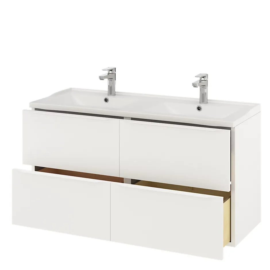 GoodHome Meuble sous vasque suspendu blanc mat l.120 x H.60 x P.45 cm, Imandra