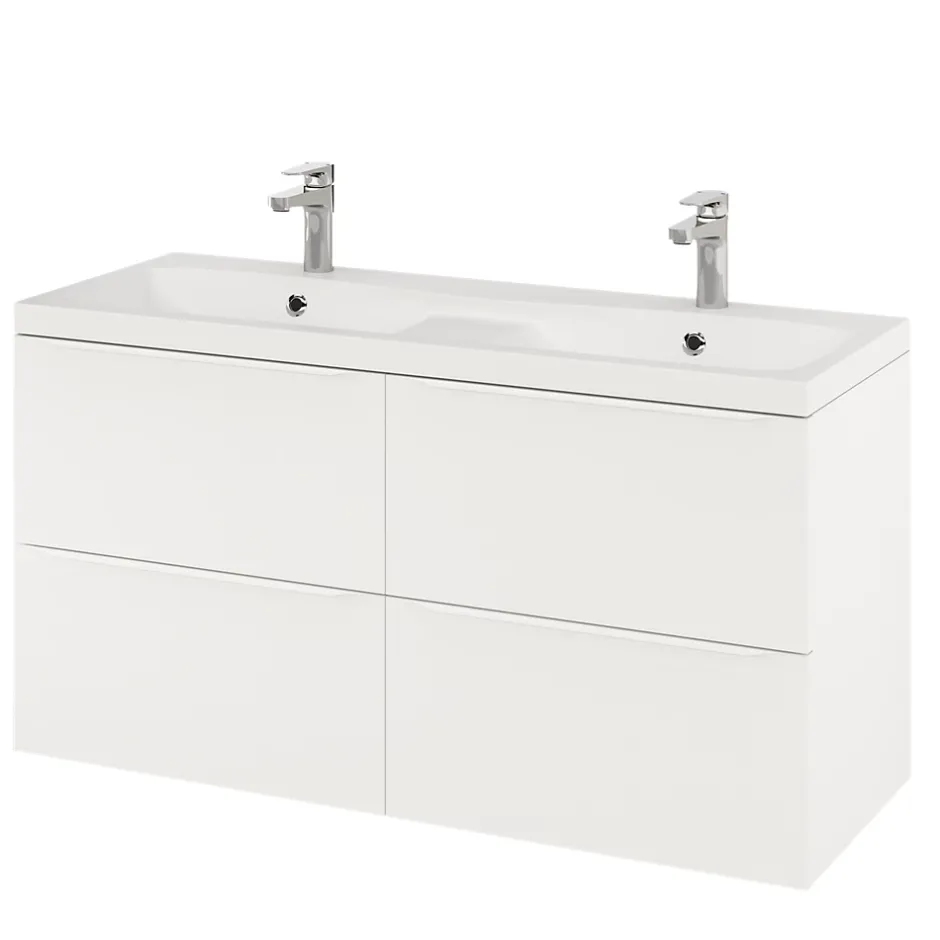 GoodHome Meuble sous vasque suspendu blanc mat l.120 x H.60 x P.45 cm, Imandra