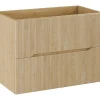 Vente-unique Meuble sous vasque suspendu strié - Naturel clair - L80 cm - ORISO