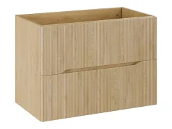 Vente-unique Meuble sous vasque suspendu strié - Naturel clair - L80 cm - ORISO