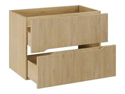 Vente-unique Meuble sous vasque suspendu strié - Naturel clair - L80 cm - ORISO