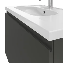 GoodHome Meuble sous vasque suspendu gris anthracite mat 2 tiroirs l.80 x H.48 x P.45 cm Levanna* Meuble Sous-Vasque