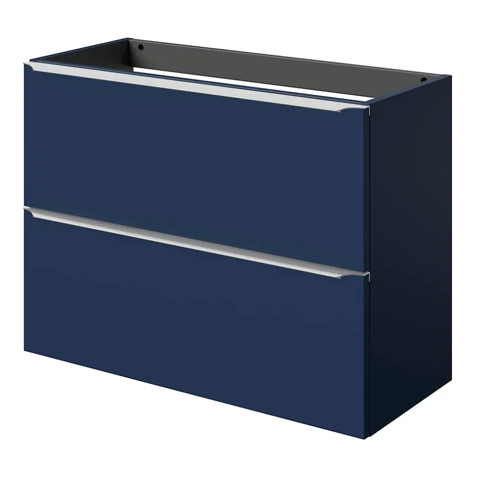 GoodHome Meuble sous vasque suspendu faible profondeur bleu nuit mat l.80 x H.60 x P.36 cm, Imandra