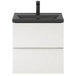 GoodHome Meuble sous vasque suspendu faible profondeur blanc brillant l.60 x H.60 x P.36 cm, Imandra