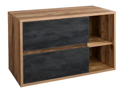 Vente-unique Meuble sous vasque suspendu coloris naturel et anthracite - 100 cm - TIKITIKI