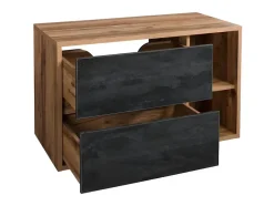 Vente-unique Meuble sous vasque suspendu coloris naturel et anthracite - 100 cm - TIKITIKI