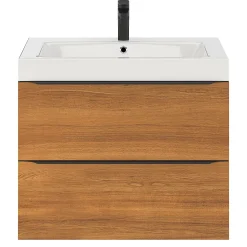 GoodHome Meuble sous vasque suspendu effet noyer l.80 x H.60 x P.45 cm, Imandra* Meuble Buanderie|Meuble De Salle De Bains Faible Profondeur