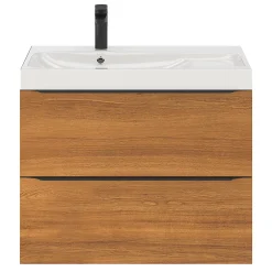 GoodHome Meuble sous vasque suspendu effet noyer l.80 x H.60 x P.45 cm, Imandra* Meuble Buanderie|Meuble De Salle De Bains Faible Profondeur
