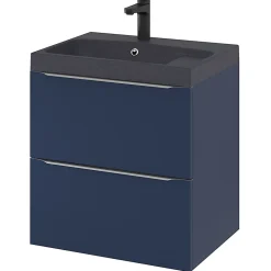 GoodHome Meuble sous vasque suspendu bleu nuit mat l.60 x H.60 x P.45 cm, Imandra* Meuble Buanderie|Meuble De Salle De Bains Faible Profondeur