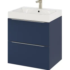 GoodHome Meuble sous vasque suspendu bleu nuit mat l.60 x H.60 x P.45 cm, Imandra* Meuble Buanderie|Meuble De Salle De Bains Faible Profondeur
