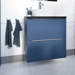 GoodHome Meuble sous vasque suspendu bleu nuit mat l.60 x H.60 x P.45 cm, Imandra* Meuble Buanderie|Meuble De Salle De Bains Faible Profondeur