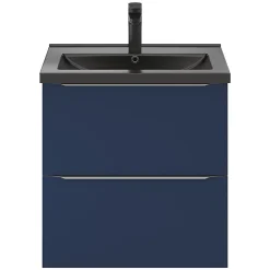 GoodHome Meuble sous vasque suspendu bleu nuit mat l.60 x H.60 x P.45 cm, Imandra* Meuble Buanderie|Meuble De Salle De Bains Faible Profondeur
