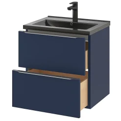GoodHome Meuble sous vasque suspendu bleu nuit mat l.60 x H.60 x P.45 cm, Imandra* Meuble Buanderie|Meuble De Salle De Bains Faible Profondeur
