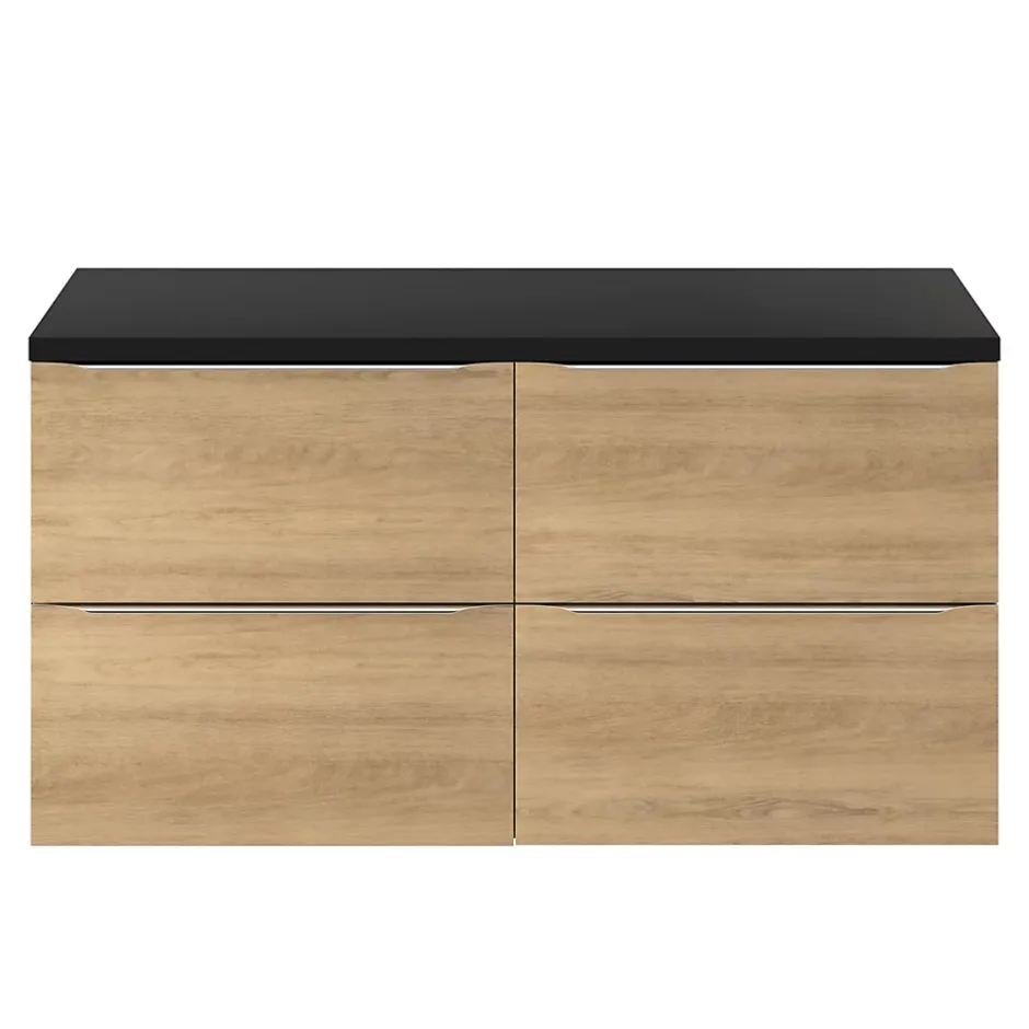 GoodHome Meuble sous vasque suspendu effet chêne l.120 x H.60 x P.45 cm, Imandra* Meuble Buanderie|Meuble Sous-Vasque