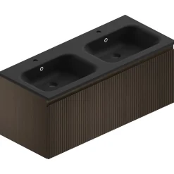 Ipiemme SRL Meuble sous vasque suspendu effet noyer l.120 cm pour double vasque, Pura