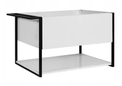 Furnidea Meuble sous vasque suspendu LOV avec porte-serviettes blanc brillant et noir 80 cm