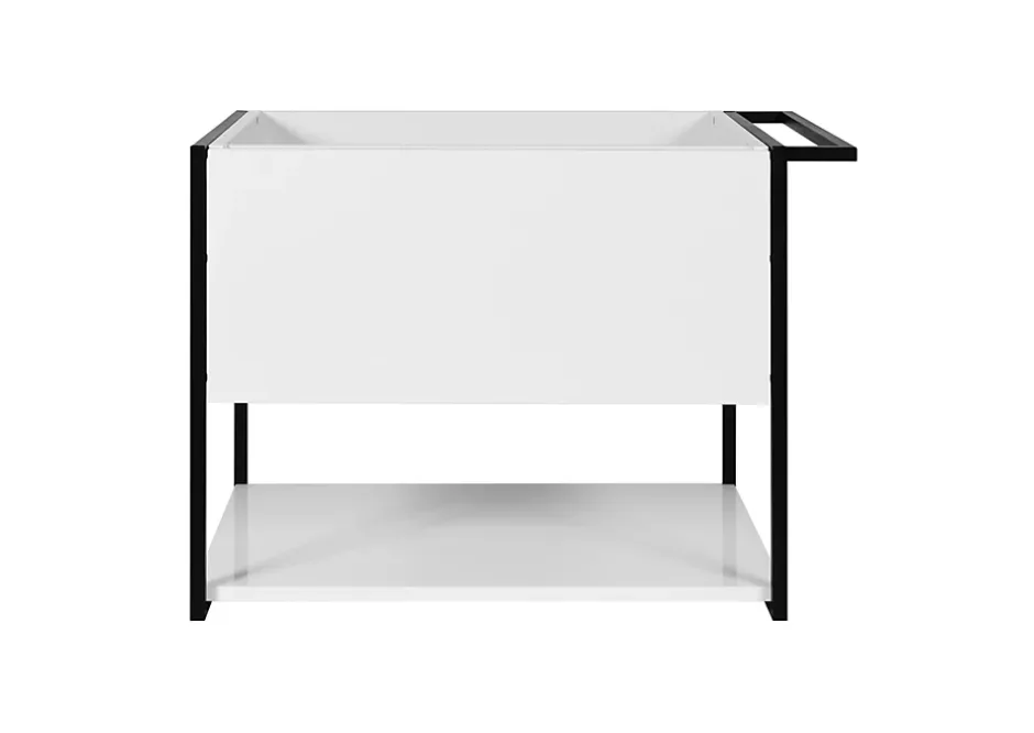 Furnidea Meuble sous vasque suspendu LOV avec porte-serviettes blanc brillant et noir 80 cm