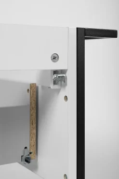 Furnidea Meuble sous vasque suspendu LOV avec porte-serviettes blanc brillant et noir 80 cm