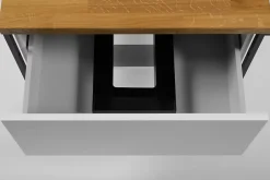 Furnidea Meuble sous vasque suspendu LOV avec porte-serviettes blanc brillant et noir 80 cm