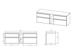 Vente-unique Meuble sous vasque suspendu - Gris - 150 cm - MAGDALENA II* Meuble Sous-Vasque