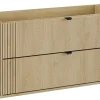 Furnidea Meuble sous vasque suspendu OVALIA - 2 tiroirs chêne 120 cm