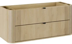 Furnidea Meuble sous vasque suspendu OVALIA - 2 tiroirs chêne 120 cm