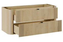 Furnidea Meuble sous vasque suspendu OVALIA - 2 tiroirs chêne 120 cm
