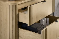 Furnidea Meuble sous vasque suspendu OVALIA - 2 tiroirs chêne 120 cm