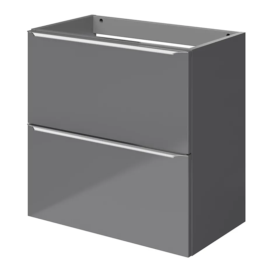 GoodHome Meuble sous vasque suspendu faible profondeur gris brillant l.60 x H.60 x P.36 cm, Imandra* Meuble Buanderie|Meuble De Salle De Bains Faible Profondeur