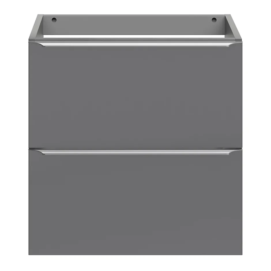 GoodHome Meuble sous vasque suspendu faible profondeur gris brillant l.60 x H.60 x P.36 cm, Imandra* Meuble Buanderie|Meuble De Salle De Bains Faible Profondeur