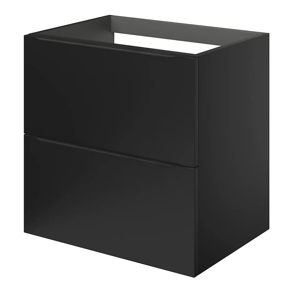 GoodHome Meuble sous vasque suspendu noir mat l.60 x H.60 x P.45 cm, Imandra