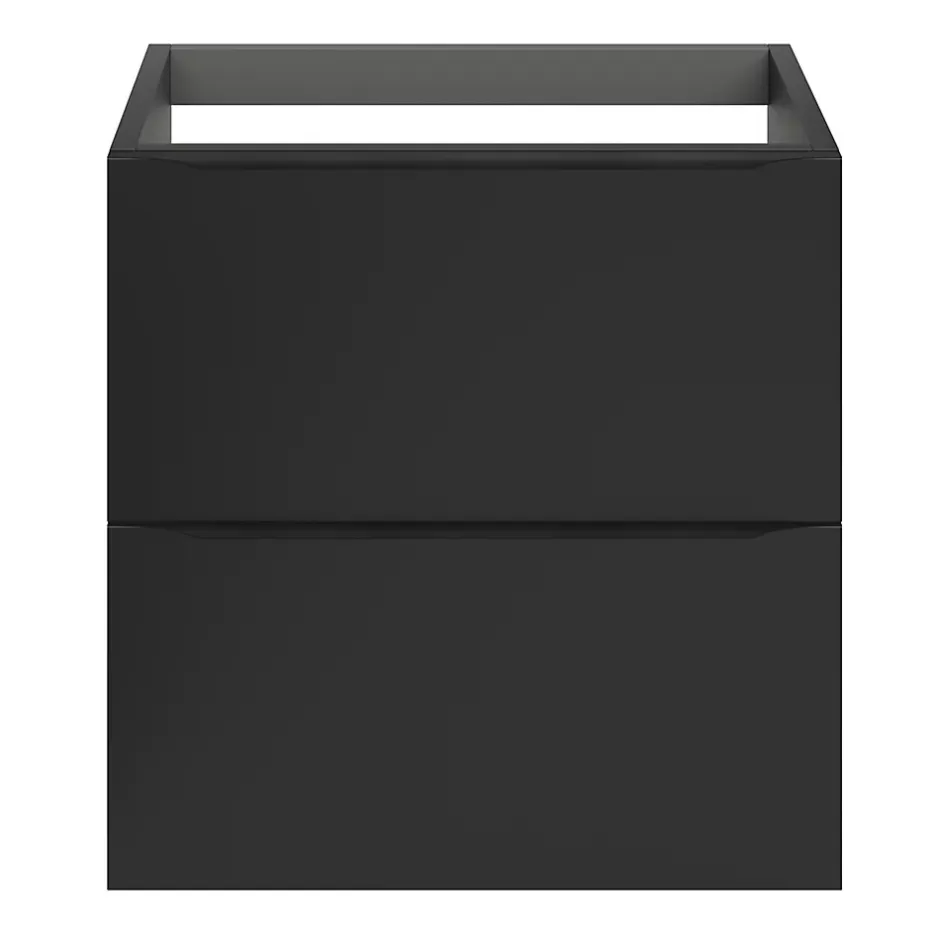 GoodHome Meuble sous vasque suspendu noir mat l.60 x H.60 x P.45 cm, Imandra