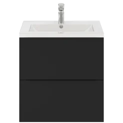 GoodHome Meuble sous vasque suspendu noir mat l.60 x H.60 x P.45 cm, Imandra