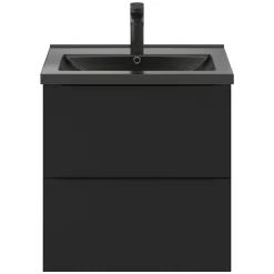 GoodHome Meuble sous vasque suspendu noir mat l.60 x H.60 x P.45 cm, Imandra