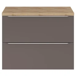 GoodHome Meuble sous vasque suspendu gris taupe brillant l.80 x H.60 x P.45 cm, Imandra