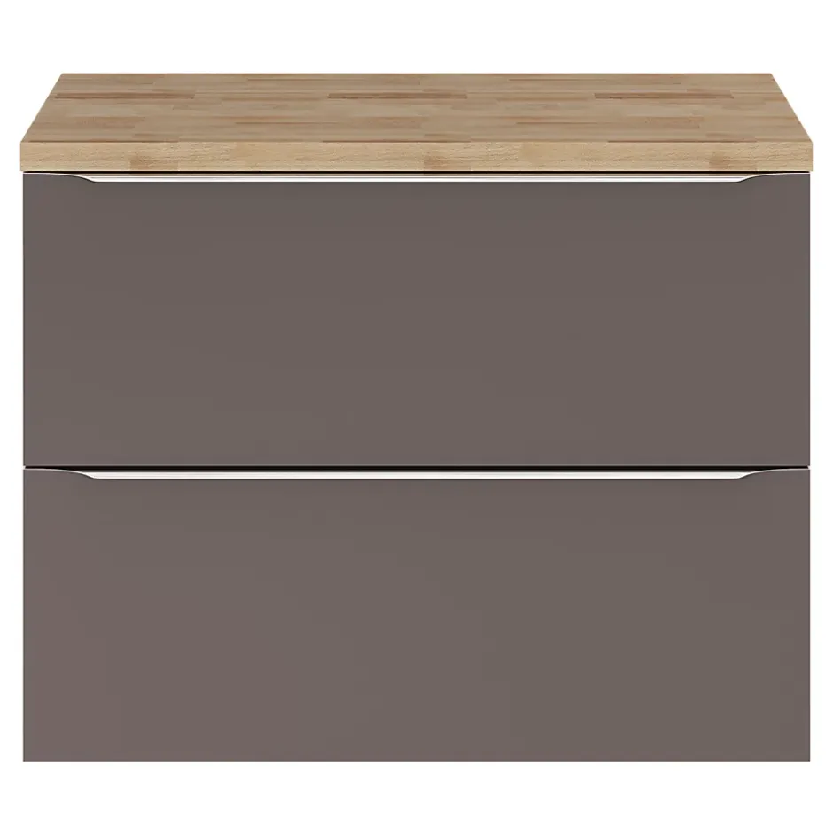 GoodHome Meuble sous vasque suspendu gris taupe brillant l.80 x H.60 x P.45 cm, Imandra