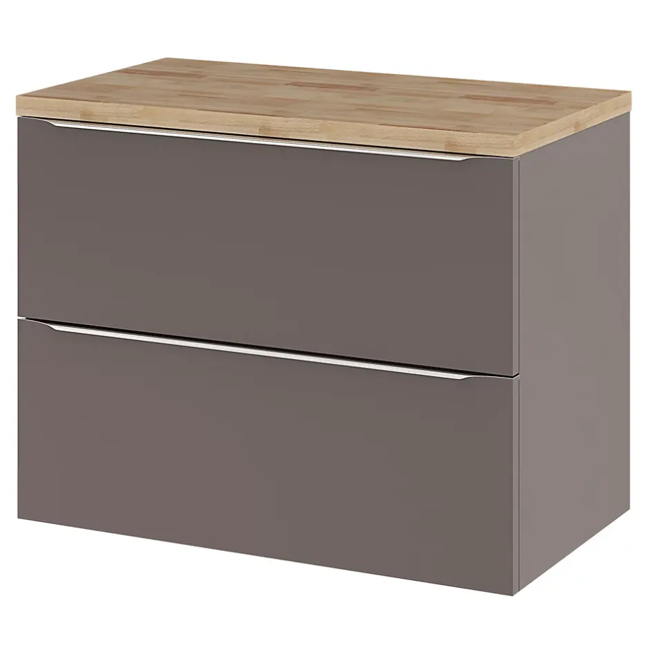 GoodHome Meuble sous vasque suspendu gris taupe brillant l.80 x H.60 x P.45 cm, Imandra