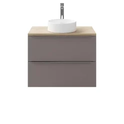 GoodHome Meuble sous vasque suspendu gris taupe brillant l.80 x H.60 x P.45 cm, Imandra