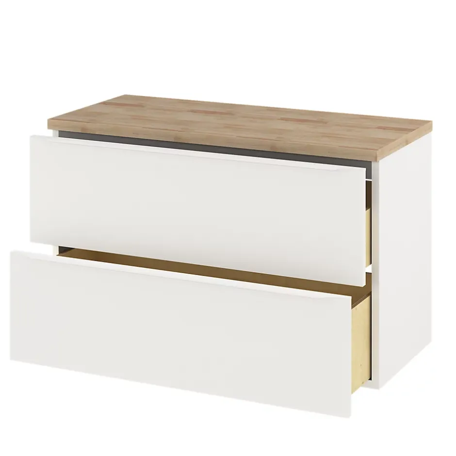 GoodHome Meuble sous vasque suspendu blanc mat l.100 x H.60 x P.45 cm, Imandra
