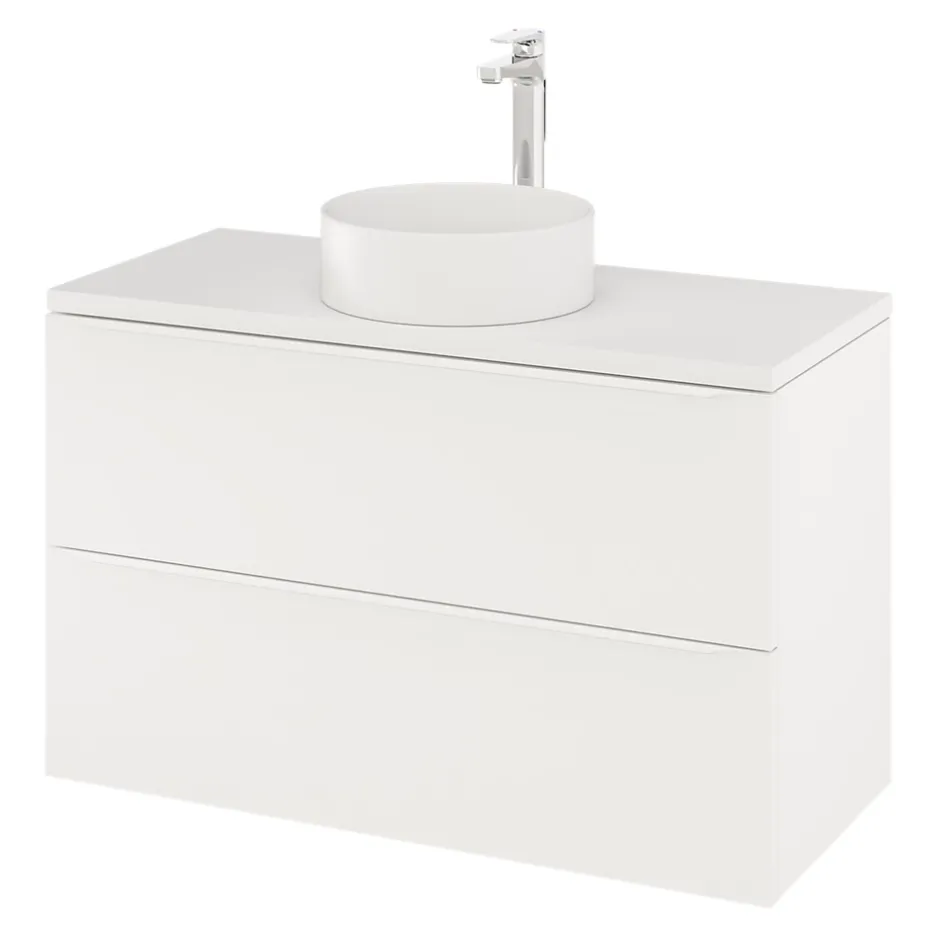 GoodHome Meuble sous vasque suspendu blanc mat l.100 x H.60 x P.45 cm, Imandra